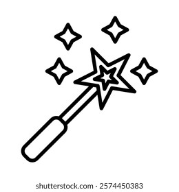 Magic wand Vector Line Icon Design