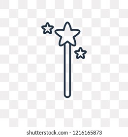 Magic wand vector outline icon isolated on transparent background, high quality linear Magic wand transparency concept can be used web and mobile