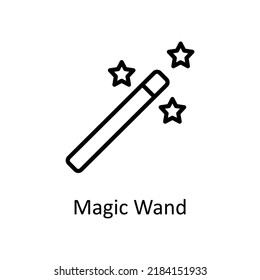 Magic Wand vector Outline Icon Design illustration on White background. EPS 10 File 