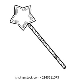 Magic wand, vector outline illustration for coloring