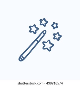 Icono de esbozo vectorial de varita mágica aislado en el fondo. Icono de la varita mágica dibujada a mano. Icono de esbozo de varita mágica para infografía, sitio web o aplicación.