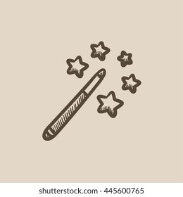 Magic wand vector sketch icon isolated on background. Hand drawn Magic wand icon. Magic wand sketch icon for infographic, website or app.