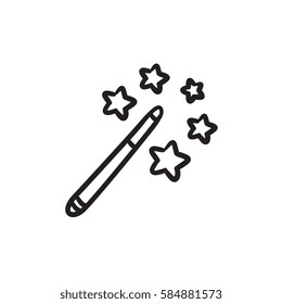 Magic wand vector sketch icon isolated on background. Hand drawn Magic wand icon. Magic wand sketch icon for infographic, website or app.