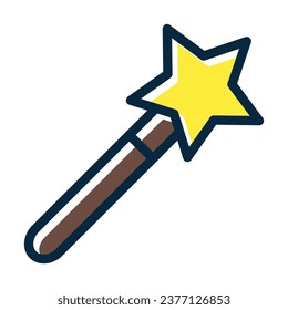Magic Wand Vector Thick Line Filled Dark Colors Icons For Personal And Commercial Use.

