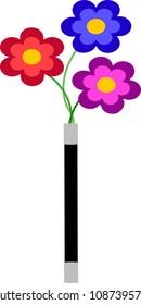 Magic Wand w/ Flowers Vector Clip Art Icon
