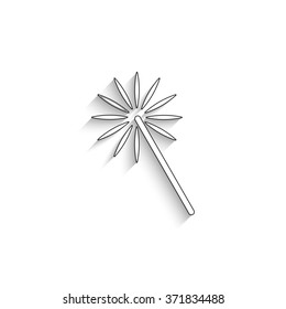 Magic and wand - white vector icon with  shadow