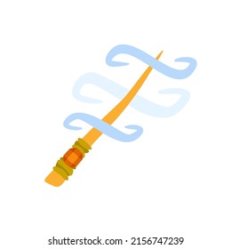 Magic wand for witch, spells and witchcraft. Hand drawn vector illustration isolated on white background.