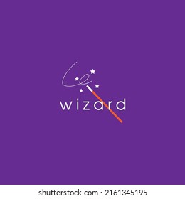 Magic wand or wizard vector logo design