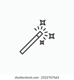 Magic wandline in Thin line black color. flat simple vector symbols illustration.