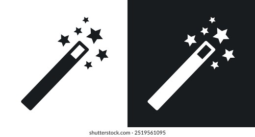 Magic wandline vector icon set in solid and outline style.