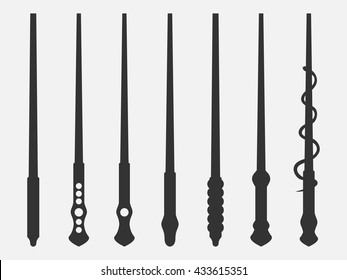 Magic wands isolated on white background. Vector illustration.