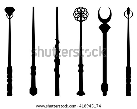 Magic wands. Silhouette on a white background. Wizard tool. Vector illustration.