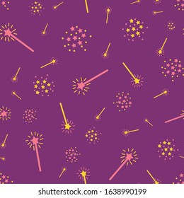 magic wands and spells seamless vector pattern