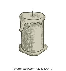 Magic wax candle, vector illustration for halloween decor, decoration for fairy tale books, notebooks, scrapbook design, game icons.