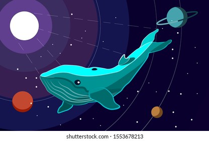 Magic whale in space.  Interesting space background.