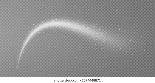 Magic white wind png festive isolated on transparent background. white comet png with sparkling stars and dust.