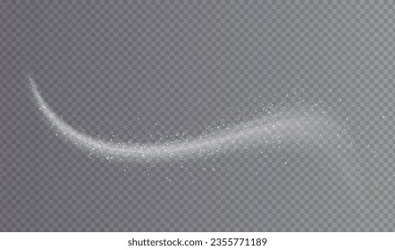 Magic white wind png festive isolated on transparent background. white comet png with sparkling stars and dust.