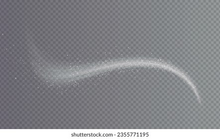 Magic white wind png festive isolated on transparent background. white comet png with sparkling stars and dust.