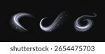 Magic wind snow swirls with sparkling particles - white frosty air streams, glowing winter magic effects and icy spiral gusts for fantasy spell casting, blizzard animation or mystical weather graphic.