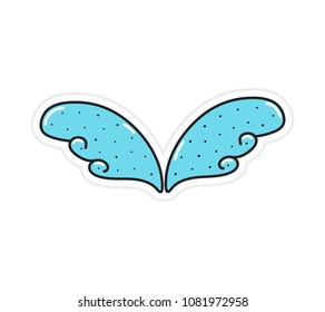 Magic wings sticker vector illustration. Trend hand drawing picture. Pop art fashion chic patch, pin, badge