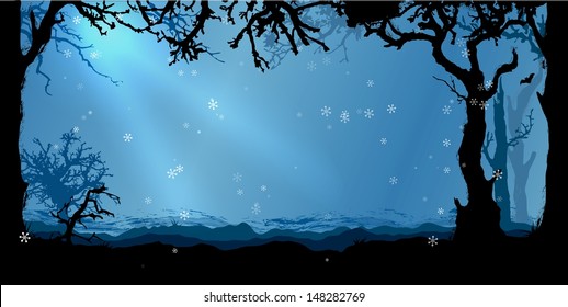 Magic Winter forest vector background