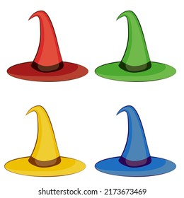 magic wishing hat.  vector object for games and fairy tales illustration. attention gone witch hats