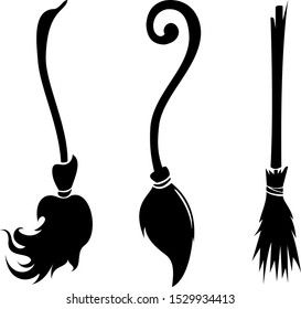 magic witch broom vector, helloween symbol, evil costume, wand logo, magical cloting 