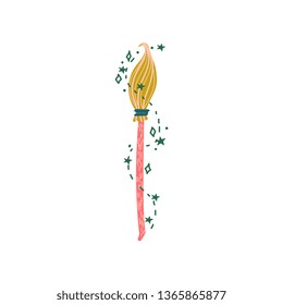 Magic Witch Broom, Witchcraft Attribute Vector Illustration