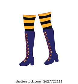 magic witch legs cartoon. spooky pointed, black green, purple orange magic witch legs sign. isolated symbol vector illustration