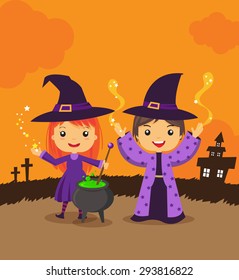 Magic Witch Wizard girls boy cartoon characters