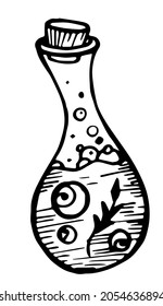 magia, brujería, botellas, jarras, recipientes, ramas, plantas, vidrio, naturaleza