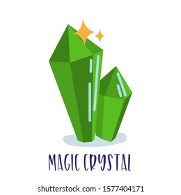 Magic witchcraft element - Green magic crystal. Vector
