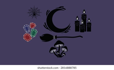 Magic witchcraft elements including