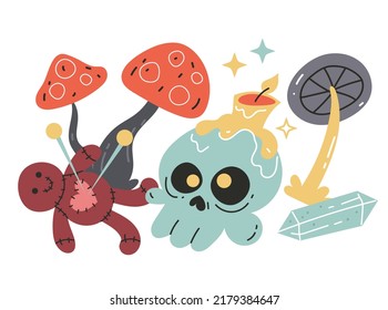 Magic witchcraft esoteric occult isolated design element concept illustration