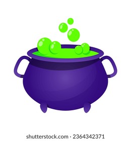 Magic witch's cauldron with green boiling potion