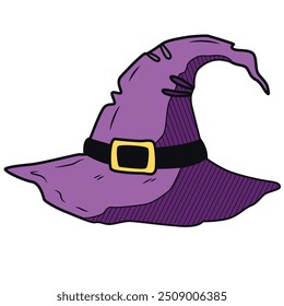Magic witch's hat vector hand drawn illustration. poster print design vector line art illustration
