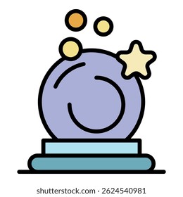 Icono de bola de mago mágico. Esquema mágico de bola de Vector de icono de color plano aislado