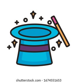 diseño de ilustración vectorial de icono de magia de línea y estilo de relleno