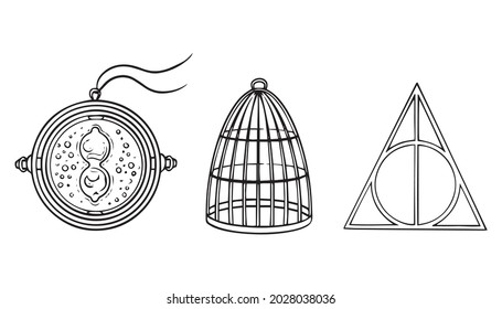 Magic wizard icons vector isolated set