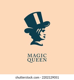 magic woman abstract logo icon. Magic hat woman design vector logo icon.