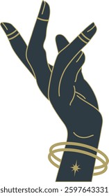 Magic woman hand gesture vector illustration. Tarot esoteric symbol. Mysterious and witchcraft silhouette