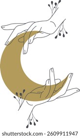 Magic woman hand gesture vector illustration. Tarot esoteric symbol. Mysterious and witchcraft silhouette