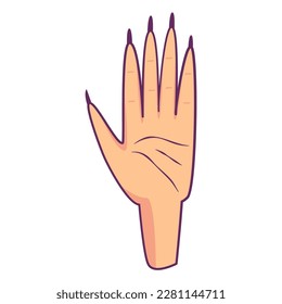 Vector de mano de mujer mágica aislado. Manos hembras delgadas con líneas. Ilustración de un vector