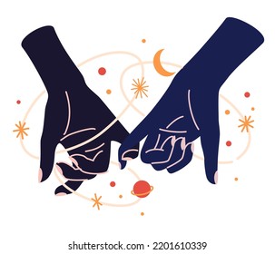 Magic Woman Hands With Moon Phases. Alchemy Esoteric Mystical Magic Celestial Talisman With Woman Hand. Spiritual Occultism Object. Hand Drawn Vector Illustrations Isolated 