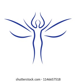 Magic Woman Silhouette with Angel Wings