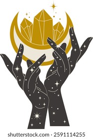 Magic woman vector illustration esoteric symbol. Mysterious and witchcraft silhouette design element