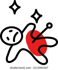 Magic woodoo doll, illustration, vector on a white background.