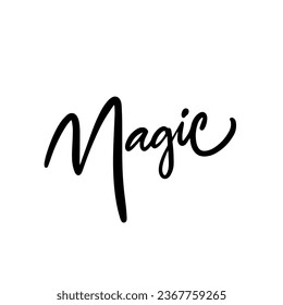 Texto de color negro de palabra mágica. Cartel de inspiración con letras de arte vectorial. Aislado sobre fondo blanco.