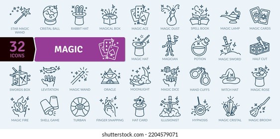 Magic world icons Pack Vector. Magic spectacle icons Pack