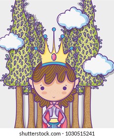 Magic world little princess hand drawing cartoon man with sunglasses and dollar symbol inside chat bubble